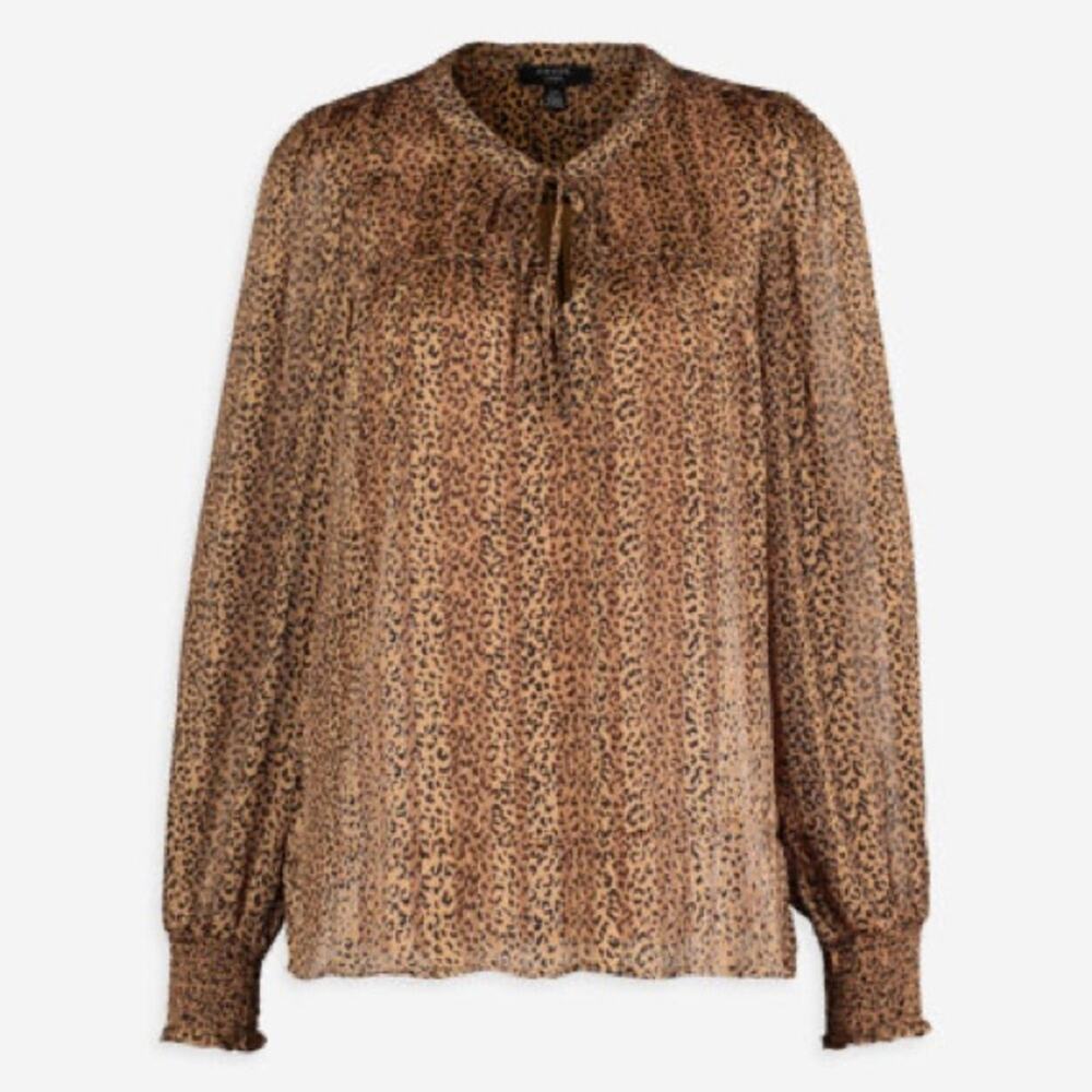 NWT Haver London camel cheetah blouse